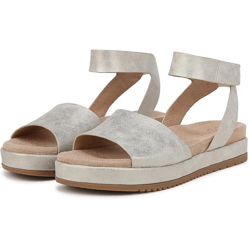 Soul Naturalizer Womens Deara Platform Flat Sandals Size 7 WIDE Gold Leather NIB